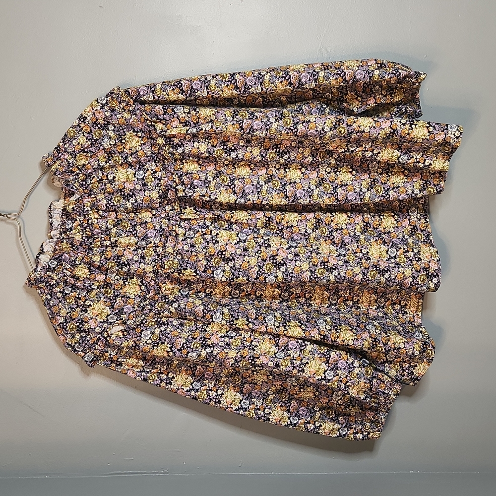 NEW Universal Thread Multi Floral Peasant Blouse Top 3/4 Length Sleeves Size XL